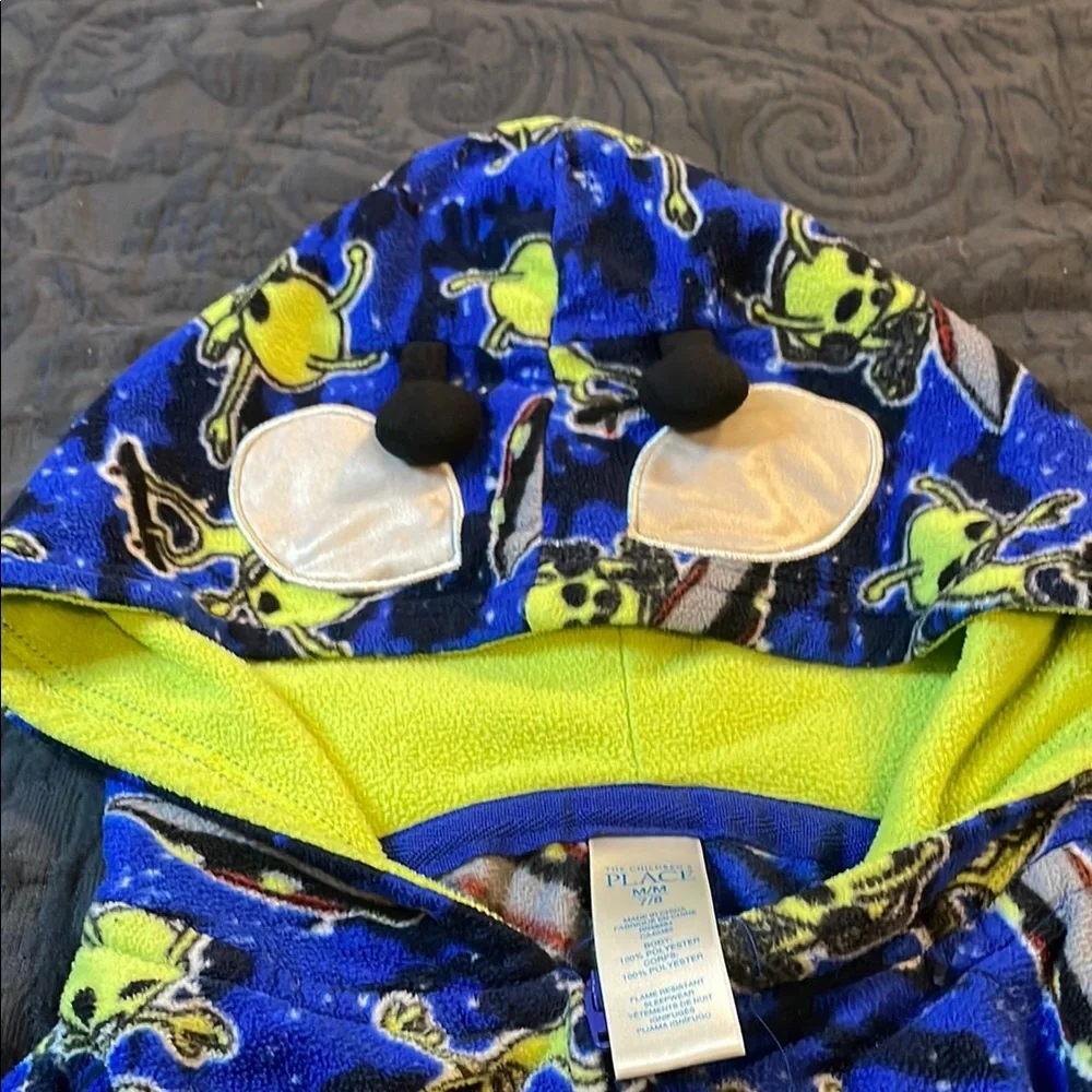 Blue Alien Print Onesie Pajamas Size M/M 7/8